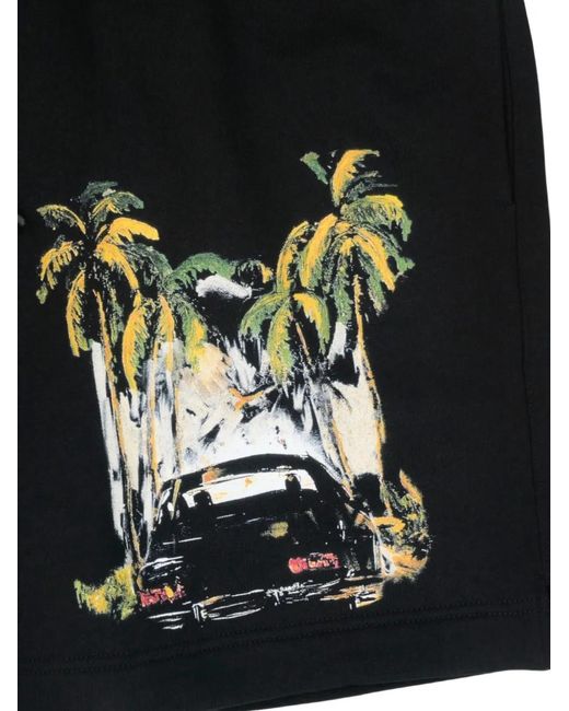 RTA Black Clyde Printed Shorts for men