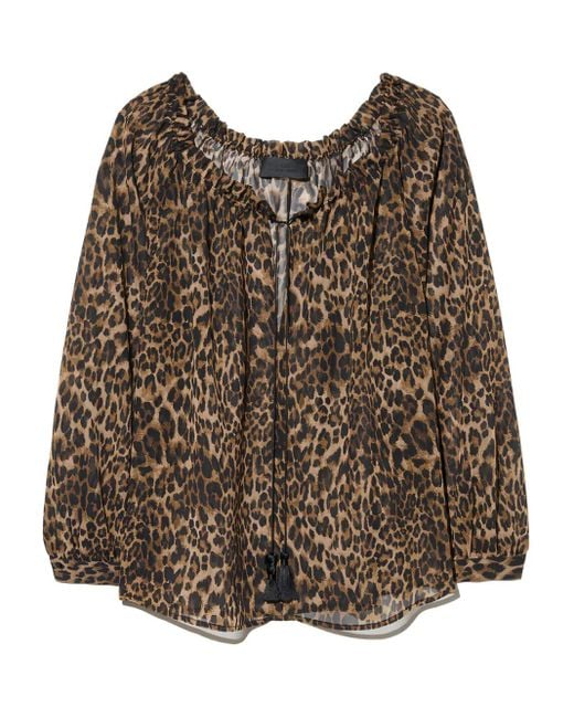 Nili Lotan Brown Bluse mit Leoparden-Print