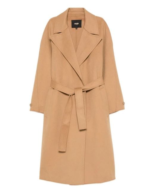Maje Natural Belted Wrap Coat