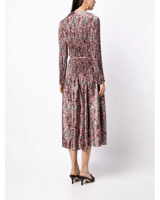 Vince Purple Berry Blooms Pleated Shirt Dress