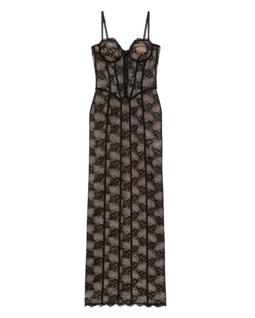 GIUSEPPE DI MORABITO Black Floral-Lace Gown