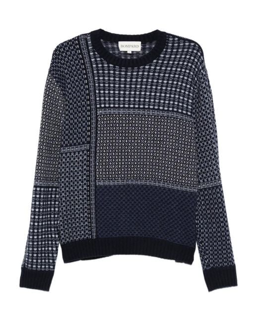 Bompard Blue Patchwork Round-Neck Sweater for men