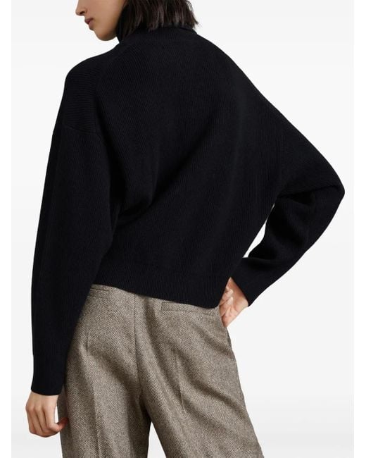 Brunello Cucinelli Black Ribbed Turtleneck Sweater