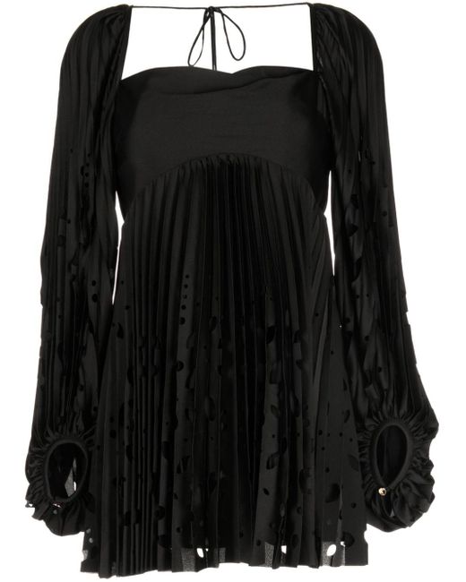 Acler Black Barlow Pleated Minidress