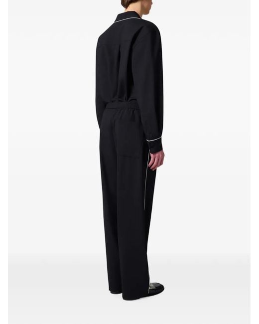 MSGM Blue Piping-Detail Elasticated-Waistband Trousers for men