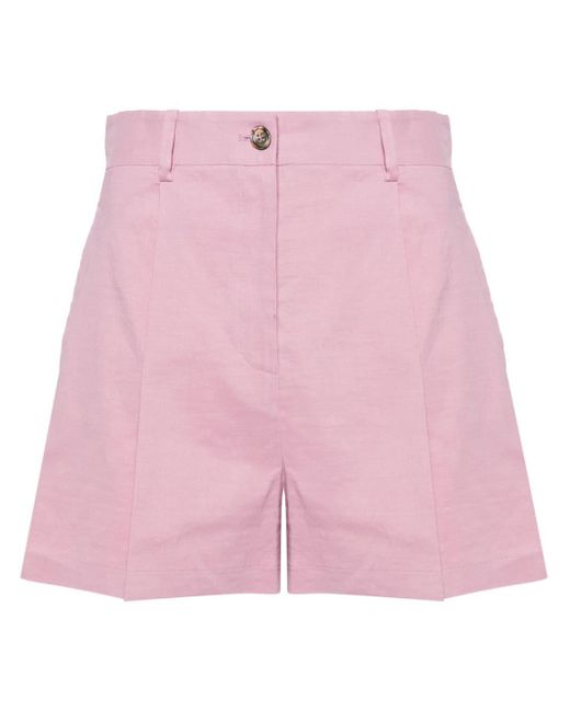 Pinko Pink High-waist Linen-blend Shorts