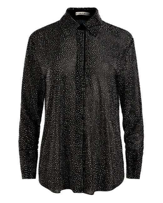 Alice + Olivia Black Finely Embellished Oversized Button Down