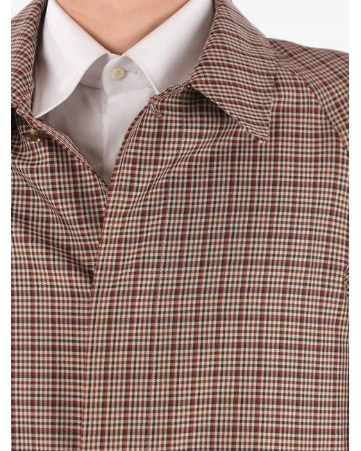 Corneliani Brown Checked-Pattern Single-Breasted Coat for men