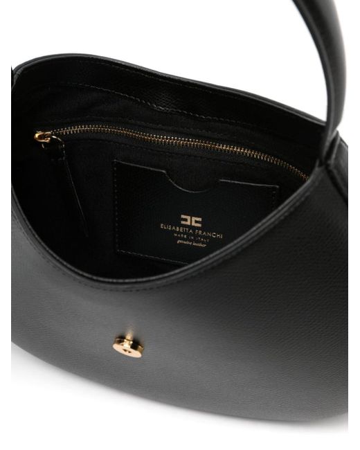 Elisabetta Franchi Black Logo-plaque Leather Tote Bag