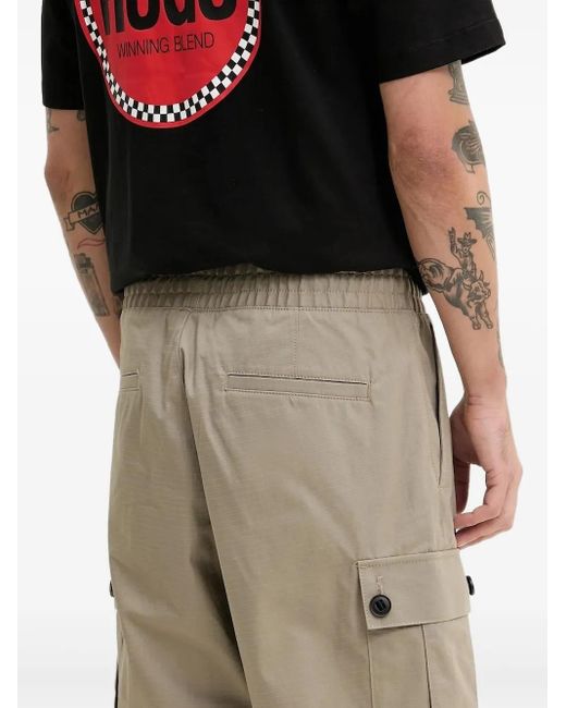 HUGO Natural Logo-Appliqué Cargo Shorts for men