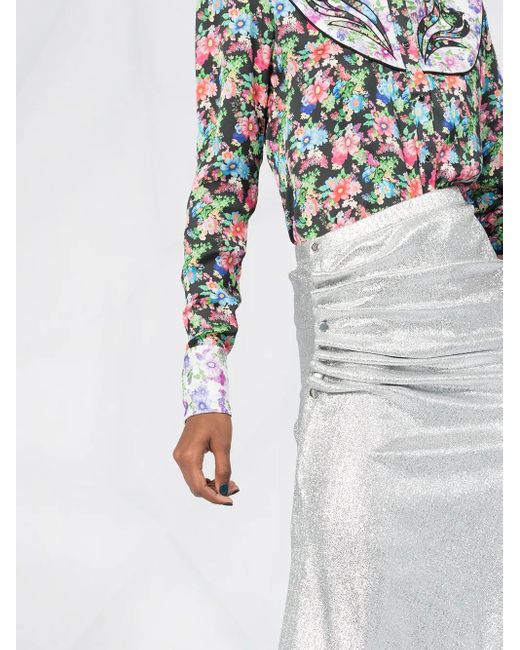 Rabanne Ruched Metallic Midi Skirt