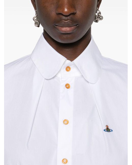 Vivienne Westwood White Orb Logo-embroidery Cotton Shirt