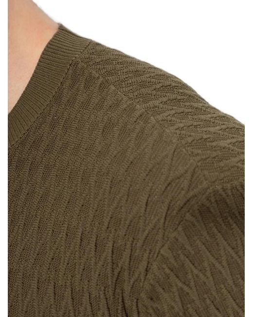 Emporio Armani Green Textured Short-Sleeve T-Shirt for men