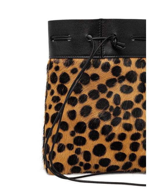 Forte_forte Black Animal-Print Drawstring Bucket Bag