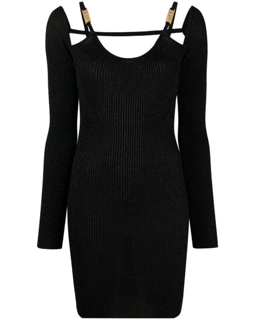Gcds Black Lurex Knit Mini Dress