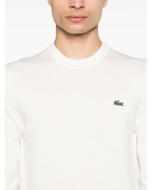 Lacoste White Logo-patch Ribbed-knit Jumper for men