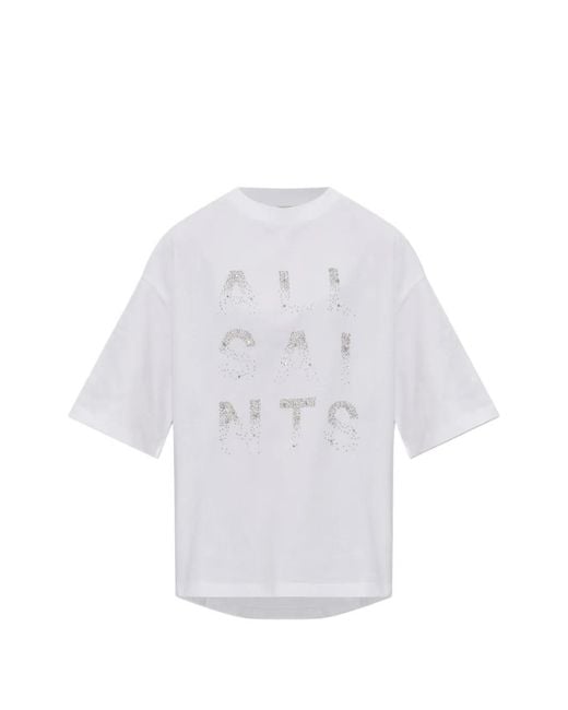 AllSaints White Stacks Amelie Bead-Embellished T-Shirt