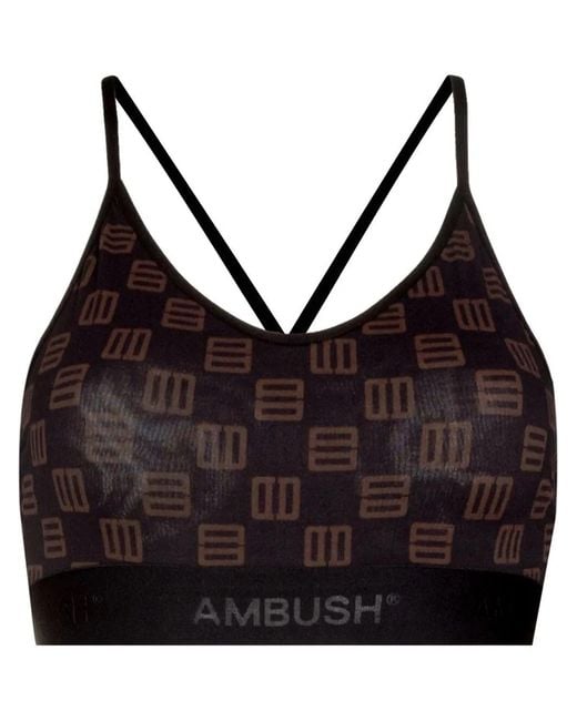 Ambush Black Monogram-Print Bra Top