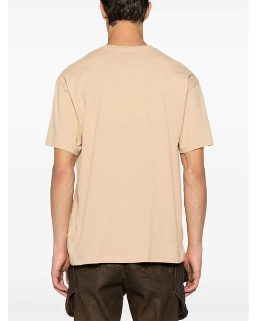 Moschino Natural Logo-Embroidered Cotton T-Shirt for men