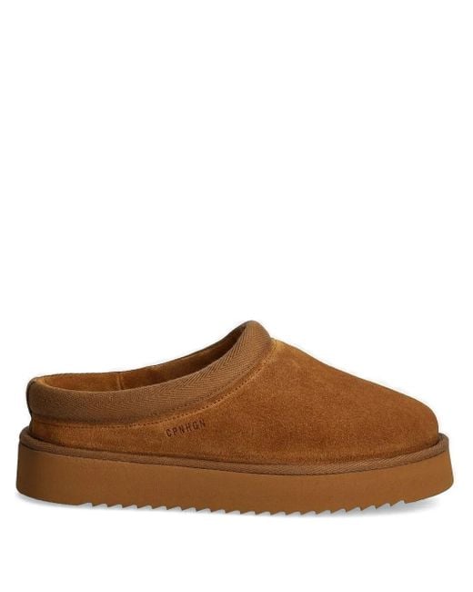 COPENHAGEN Brown Suede Platform Slippers