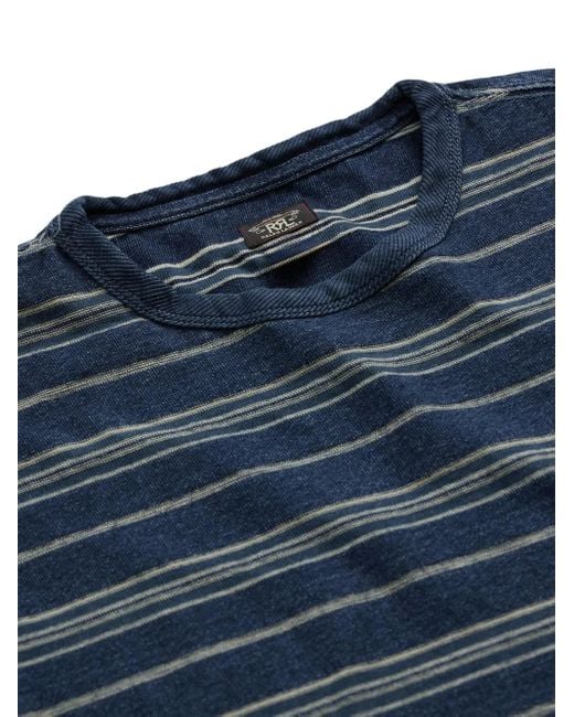 メンズ RRL ストライプ Tシャツ Blue