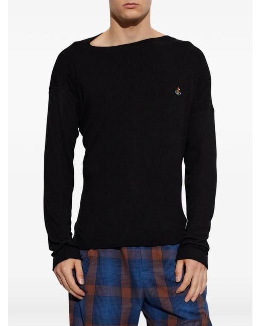 Vivienne Westwood Black Orb-Embroidered Asymmetric Sweater