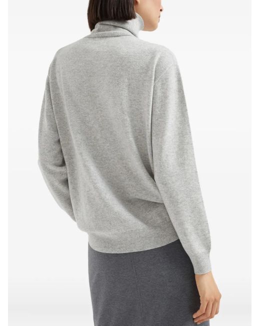 Brunello Cucinelli Gray High Neck Long Sleeve Sweater