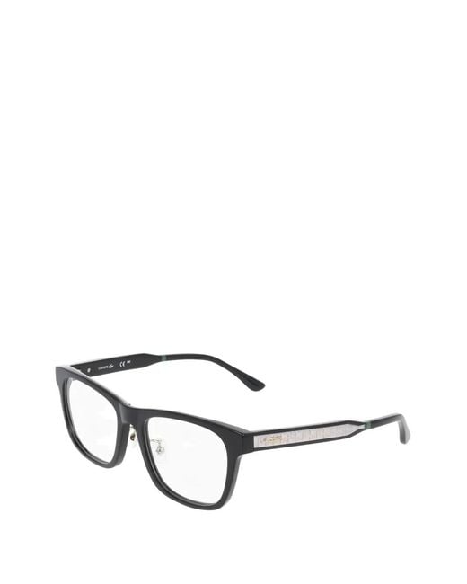 Lacoste White Monogram-Patterned Square-Frame Glasses for men