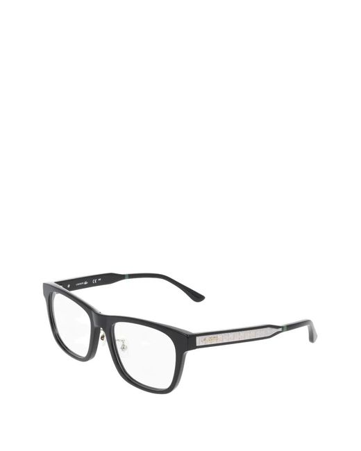 Lacoste White Monogram-Patterned Square-Frame Glasses for men