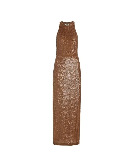 Staud Natural Bree Sequin Maxi Dress
