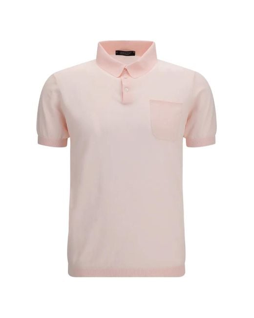 Aragona Pink Chest-Pocket Short-Sleeve Polo Shirt for men