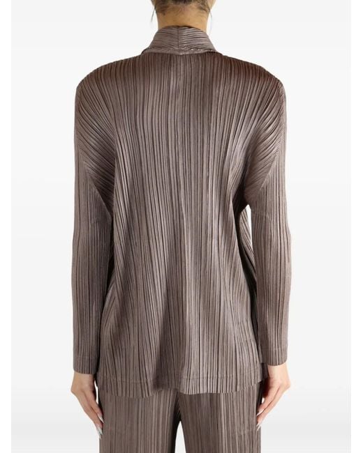 Pleats Please Issey Miyake Brown Buttoned Pleated Jacket