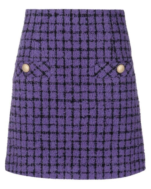 Sandro Clarinette Checked Tweed Skirt in Purple | Lyst