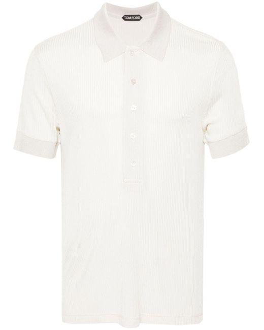 Tom Ford White Logo-embroidered Polo Shirt for men