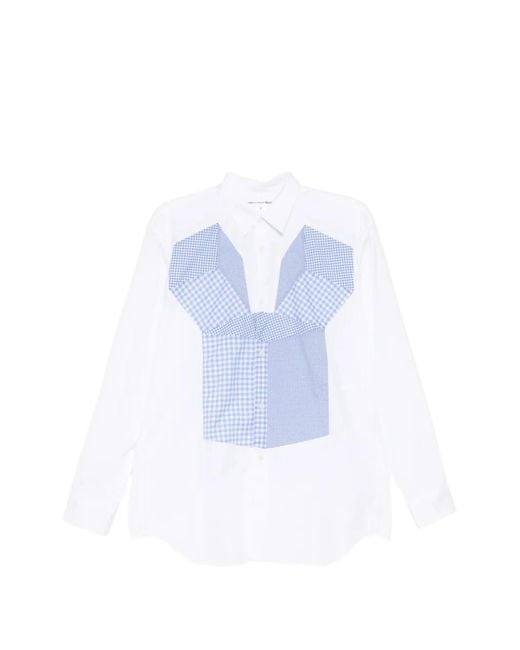 Comme des Garçons White Patchwork Gingham-Print Shirt for men