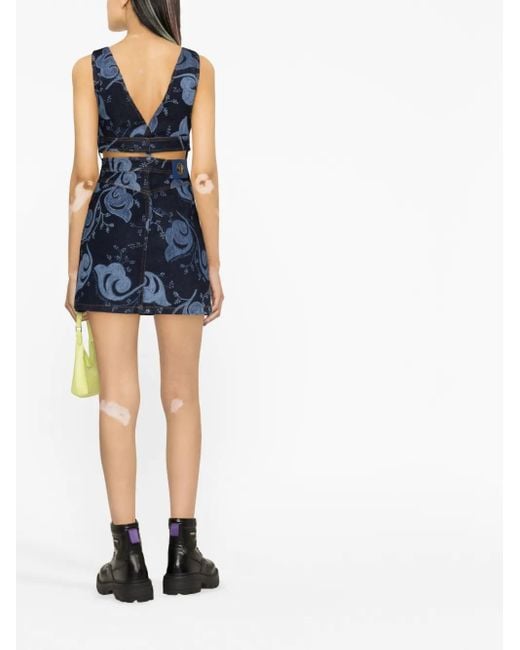 Versace Jeans Couture Blue Cut-Out Denim Dress