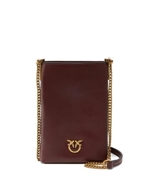 Pinko Purple Leather Smartphone Case With Shoulder Strap