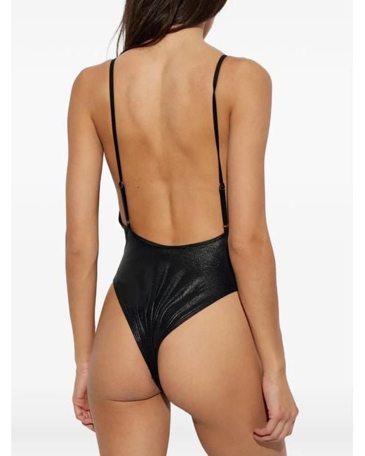 DIESEL Black Daisy-Dnm Logo-Plaque Swimsuit