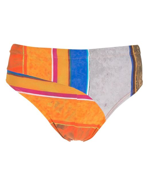 Amir Slama Orange Eco Print High-Leg Swimming Trunks for men