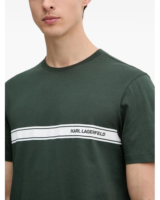 Karl Lagerfeld Green Logo-Print T-Shirt for men