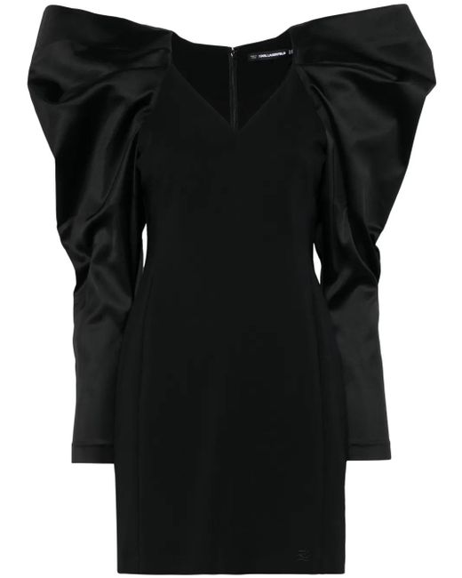 Karl Lagerfeld リボンスリーブ ミニドレス Black
