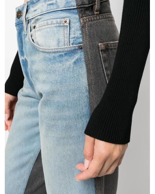 Gauchère Blue Two-Tone Straight-Leg Jeans