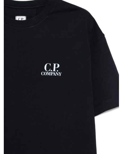 C P Company Black Logo-Print Cotton T-Shirt for men