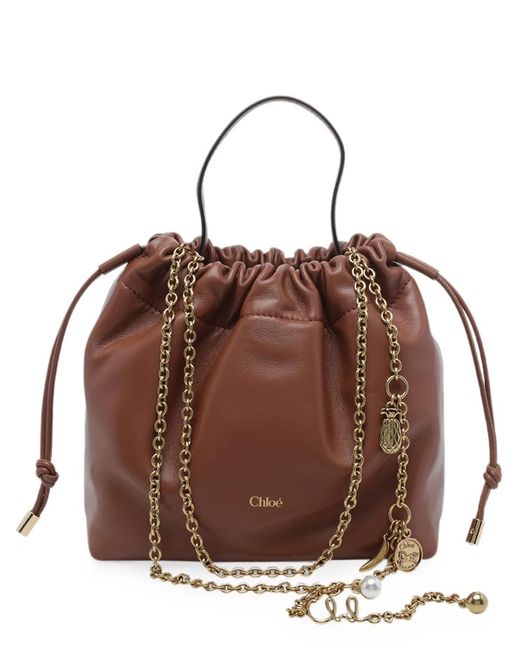 Chloé Brown Small Icons Drawstring Bucket Bag