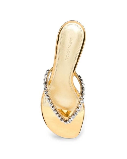 AMINA MUADDI Natural Gigi Crystal-Embellished Heeled Sandals