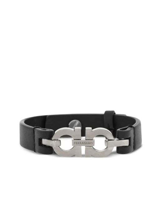 Bracelet À Double Gancini Ferragamo pour homme en coloris Black