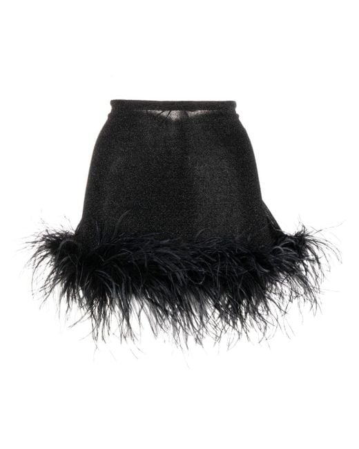 Oseree Black Lumière Plumage Miniskirt