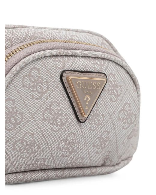 Guess White Latona Monogram-Print Logo-Plaque Belt Bag