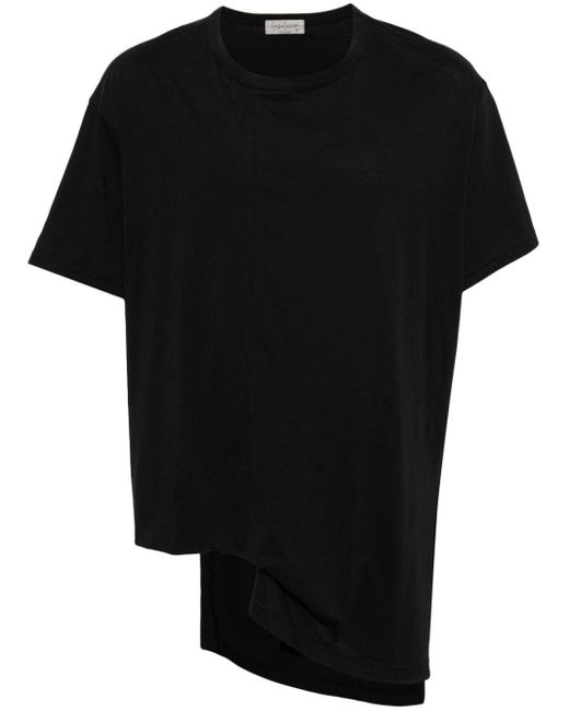 メンズ Yohji Yamamoto ドレープ Tシャツ Black
