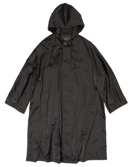 Balenciaga Black Drawstring-hood Parka Coat